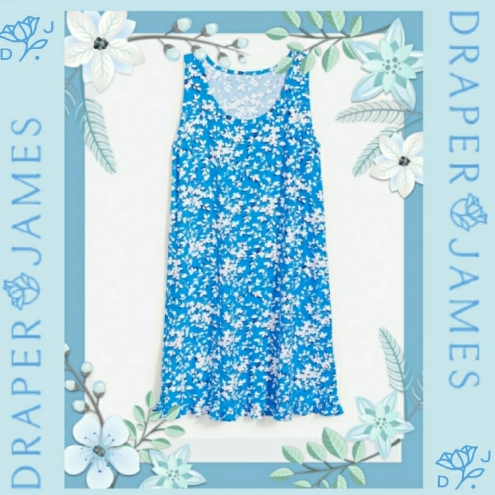 Draper James PLUS Bluebell Ruffle Nightie Blue Shadow Floral SOFT 16-22 *BNIP